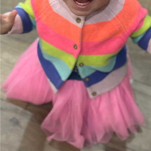 Next  Fluro Rainbow Stripe Cardigan size 9-12 mo and 6-7 years - Picture 7 of 7